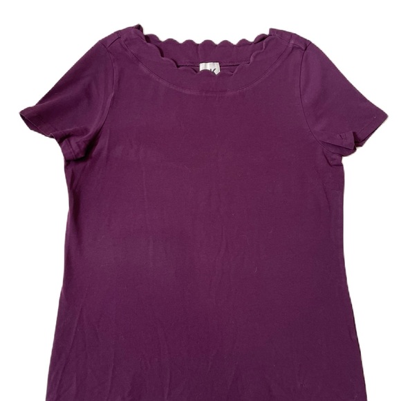 Anne Klein Plum Scallop Neck Tee - Picture 1 of 4